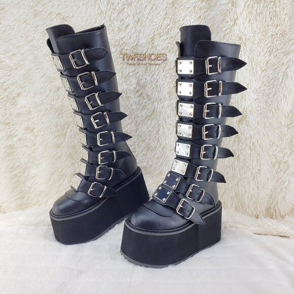 Damned 318 Platform Cyber Punk Knee Boots - Picture 1 of 12